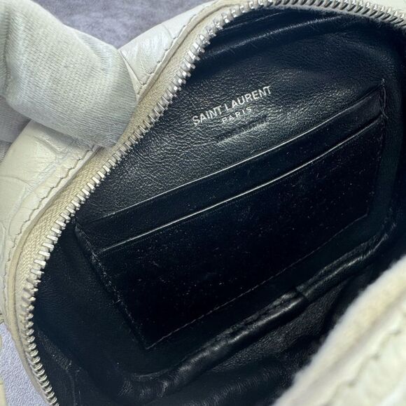 Yves Saint Laurent White Croc-Embossed Leather Blogger Crossbody Bag - Picture 11 of 12